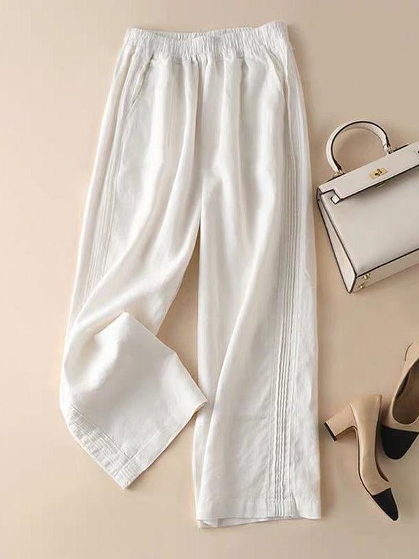 Linen-cotton Wide Casual Pants