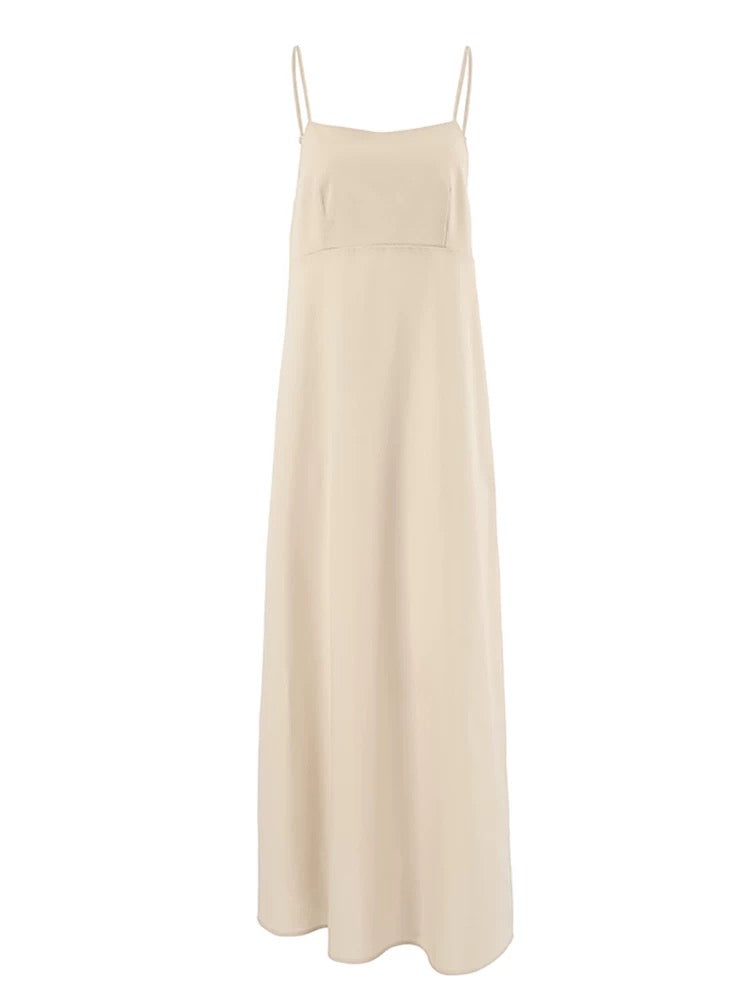 Casual Cotton And Linen Suspender Dress