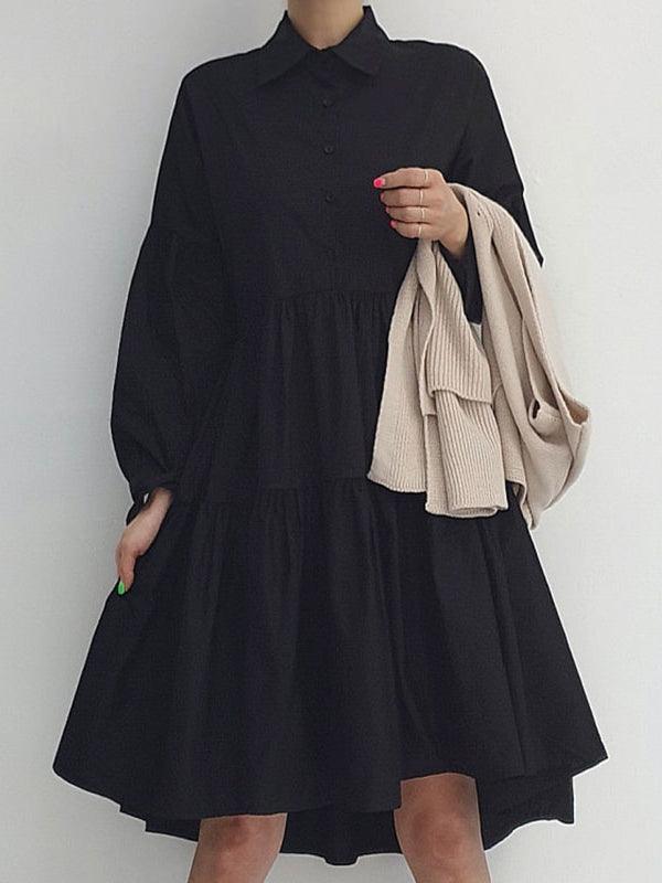 Split Knit Vest + Lapel Long Sleeve Shirt Dress by painevida