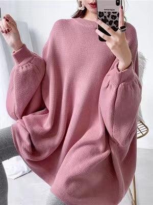 Batwing Sleeves Loose Solid Color Sweater Top