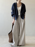 Striped Straight High Waist Wide Leg Pants by painevida