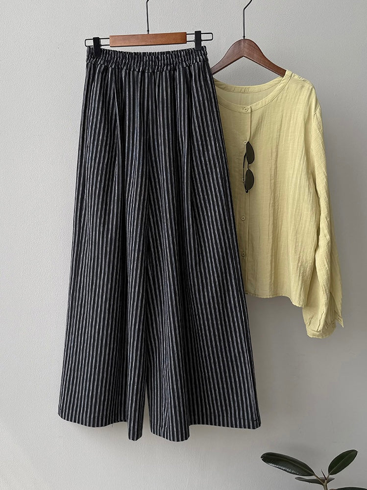 Striped Straight High Waist Wide Leg Pants by painevida