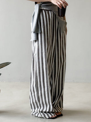 Striped Casual High Waist Wide Leg Trousers by painevida