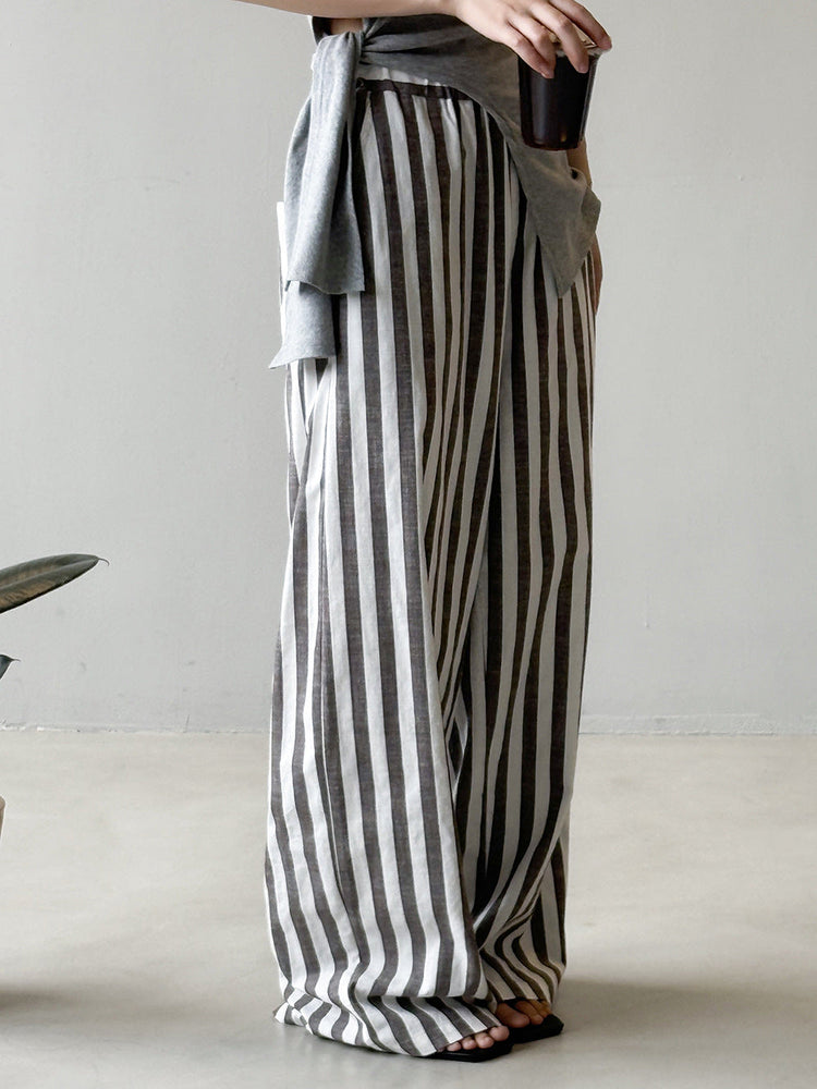 Striped Casual High Waist Wide Leg Trousers by painevida