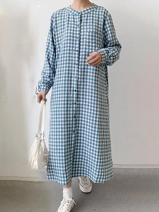 Simple Loose Plaid Long Dress