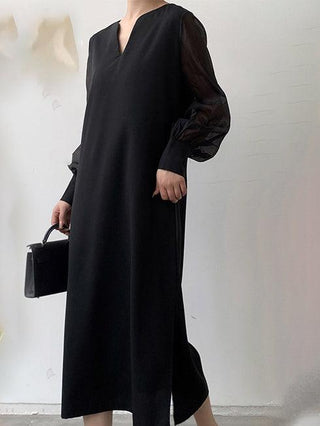 Loose Casual Paneled Long-Sleeved Dress