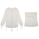 Lace Waist Bandage Long-sleeved Shirt Skirt Angel Suit