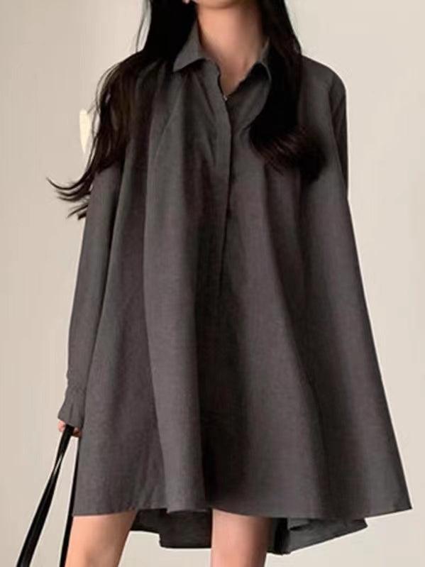 Loose A-line Laple Long Sleeve Shirt by painevida