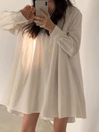 Loose A-line Laple Long Sleeve Shirt by painevida