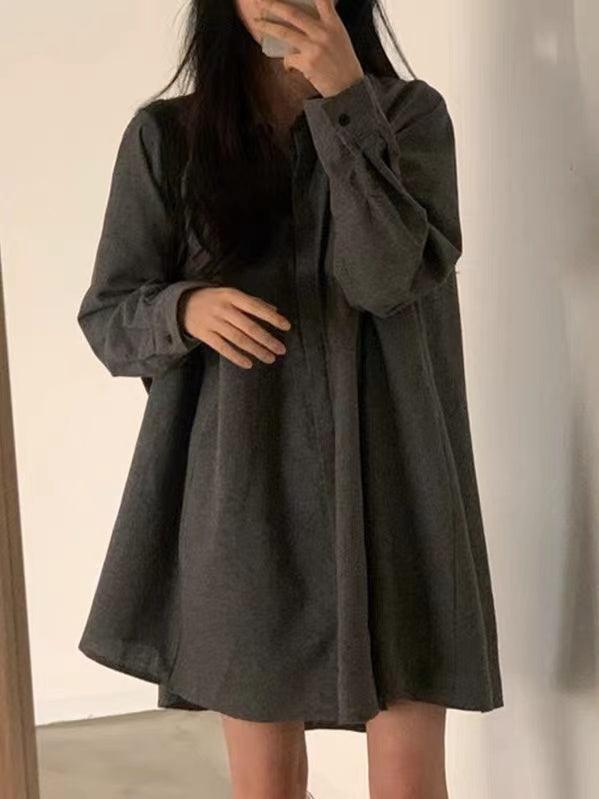 Loose A-line Laple Long Sleeve Shirt by painevida