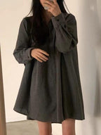 Loose A-line Laple Long Sleeve Shirt by painevida
