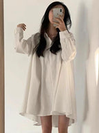 Loose A-line Laple Long Sleeve Shirt by painevida