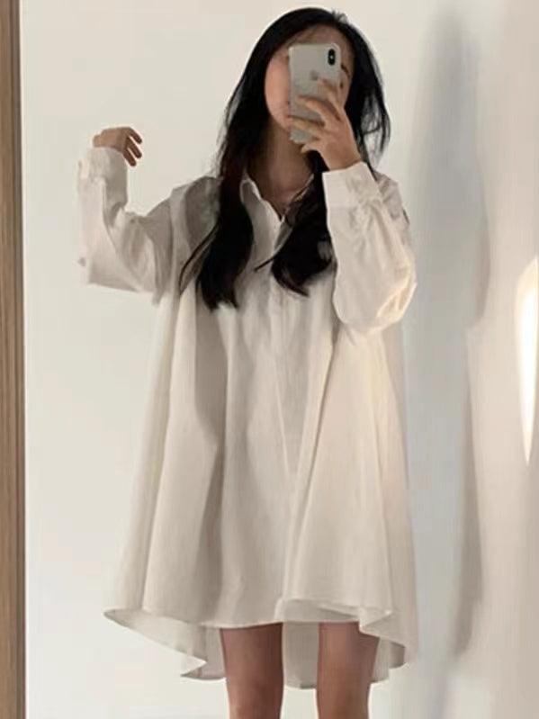 Loose A-line Laple Long Sleeve Shirt by painevida