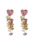 Sweet Heart Crystal Silver Long Tassel Earrings