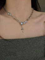 Silver Moonstone Star Necklace by painevida