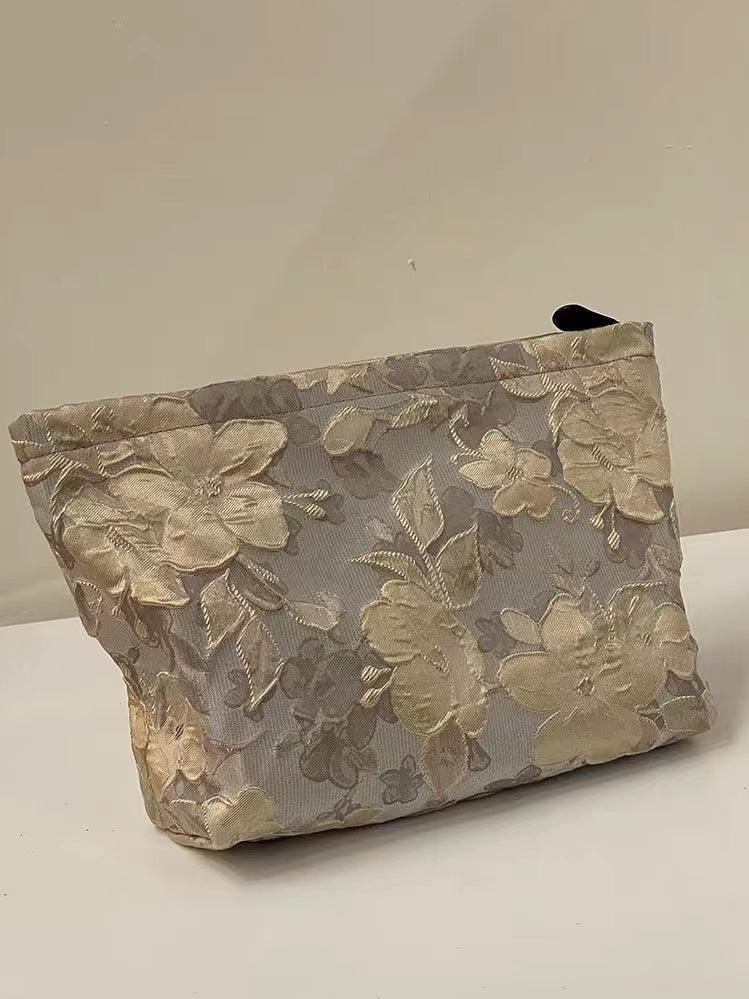 Beauty Flower Embroidered Makeup Handbag by painevida