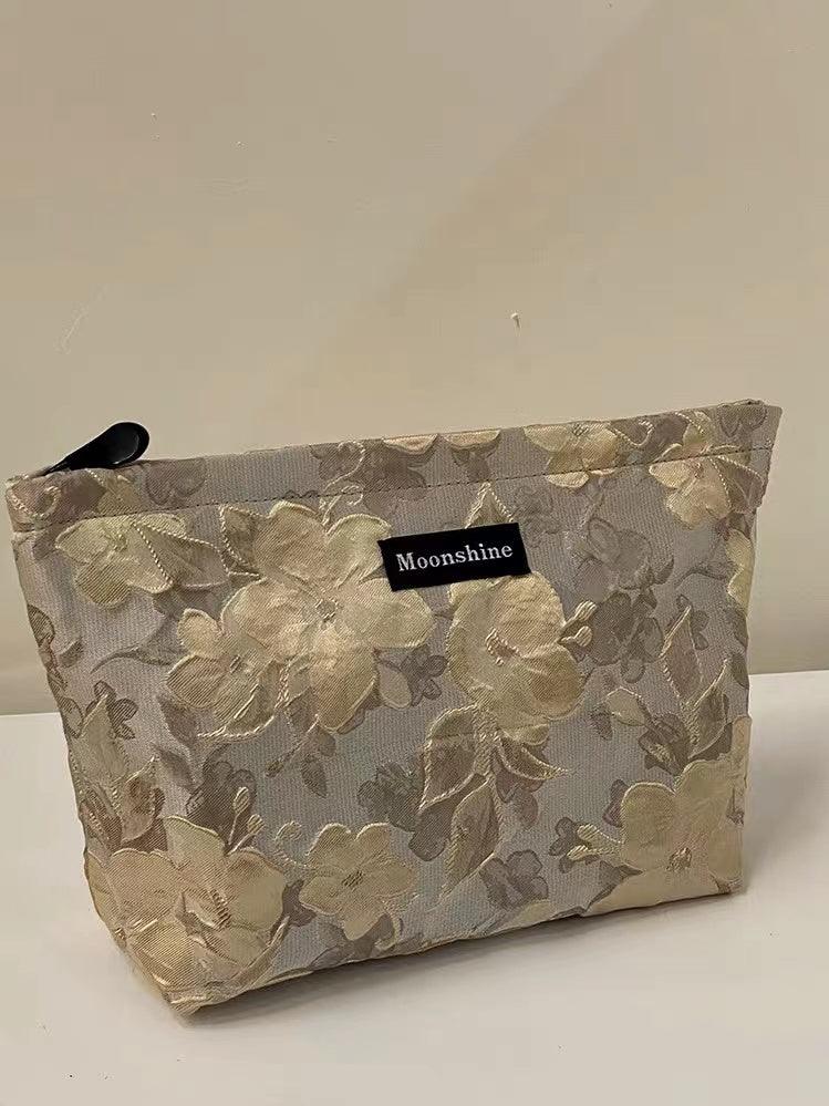 Beauty Flower Embroidered Makeup Handbag by painevida