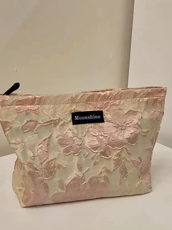 Beauty Flower Embroidered Makeup Handbag by painevida