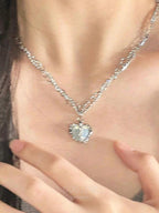 Sparkling Heart Bone-On Earrings