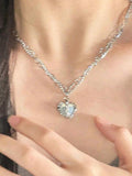 Sparkling Heart Bone-On Earrings
