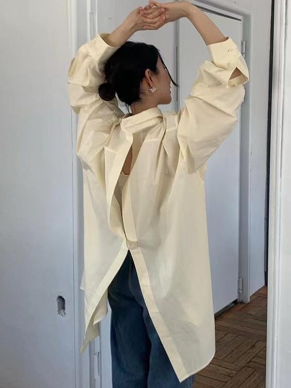 Cutout Open Back Simple Shirt by painevida