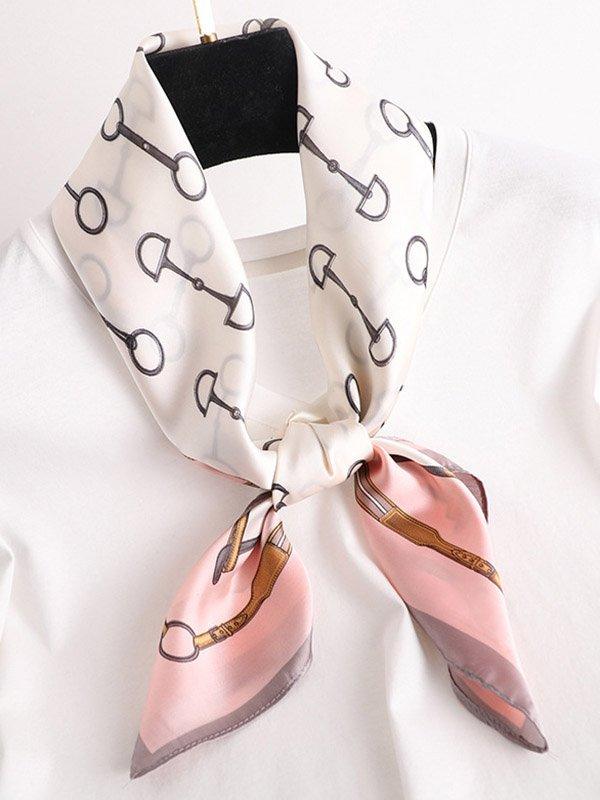 Vintage Geometry Printed Sun-Protection Silk Scarf by painevida