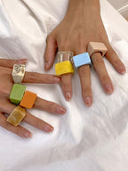 Original Stylish Resin 8 Colors Geometric Ring by painevida