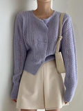 Round-neck Double-breasted Hollow Sweater Top - PAINEVIDA