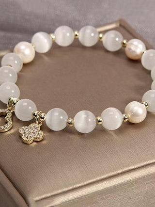 Clover White Opal Crystal Bracelet