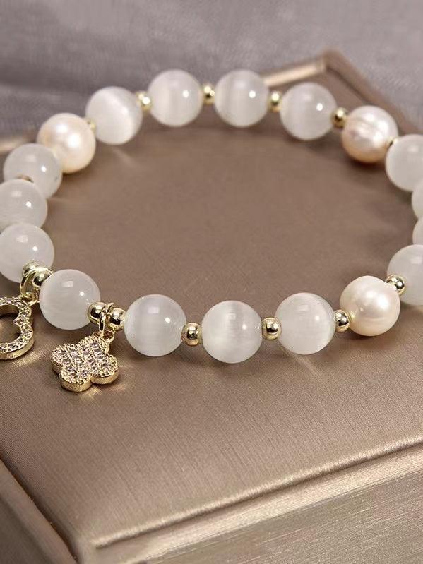 Clover White Opal Crystal Bracelet by painevida