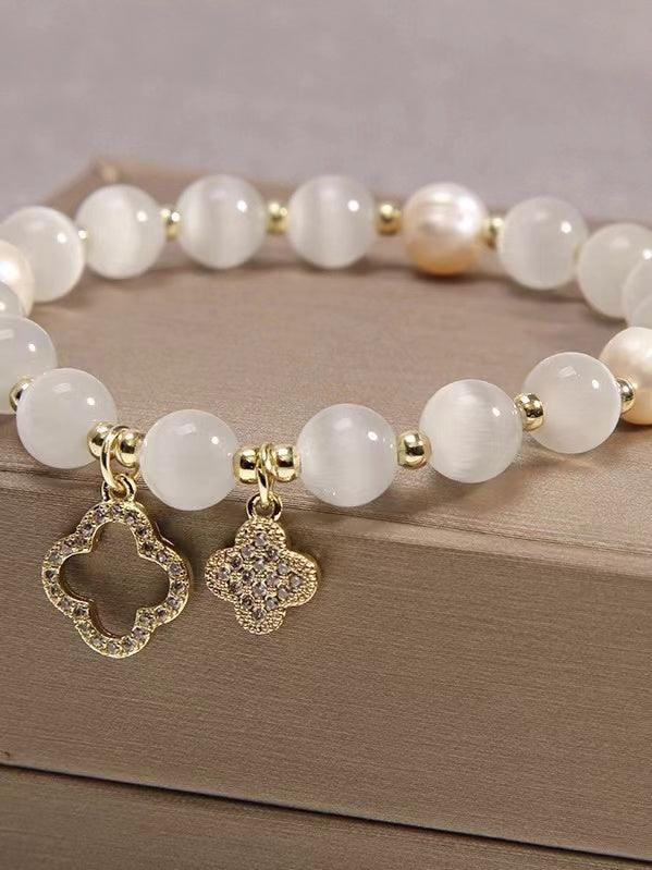 Clover White Opal Crystal Bracelet by painevida