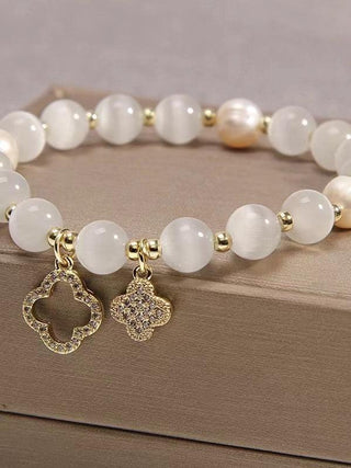 Clover White Opal Crystal Bracelet