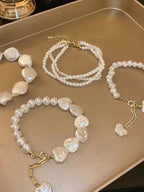 Large Irregular Pearl Pearl Beaded Bracelet by painevida