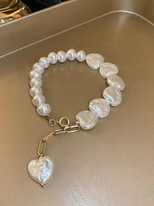 Heart Pearl Beaded Bracelet - PAINEVIDA
