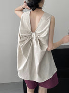 Knotted Back Loose Sleeveless Blouses - PAINEVIDA