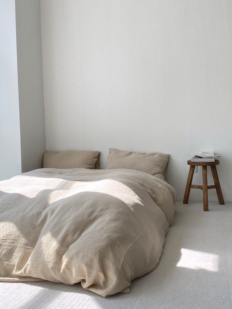 Solid Cotton 4 Pieces Bedding Sheets Set - PAINEVIDA