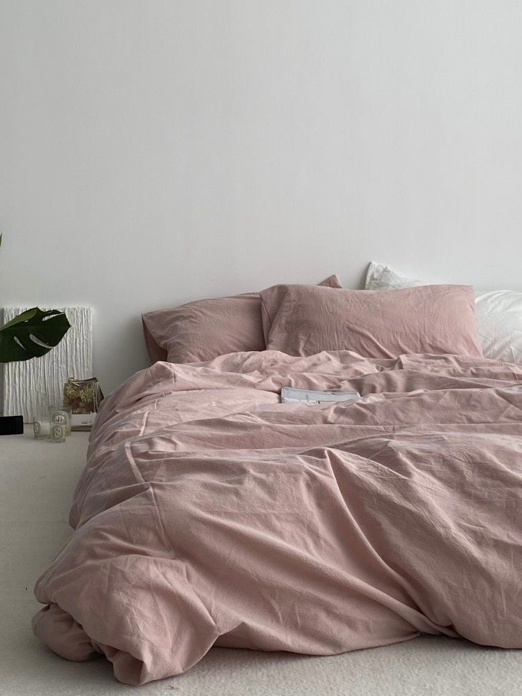 Solid Cotton 4 Pieces Bedding Sheets Set - PAINEVIDA