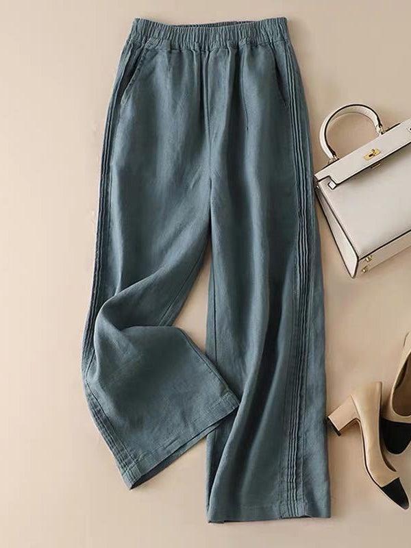 Linen-cotton Wide Casual Pants by painevida