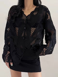 Hollow Crochet Lace Shirt