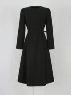 Cape Woolen Dress With Belt