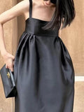 Elegant Black Strapless Evening Dress - PAINEVIDA