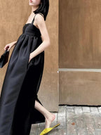 Elegant Black Strapless Evening Dress - PAINEVIDA