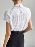 Stand Collar Button-Down Short-Sleeved Shirt
