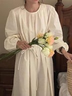 Round Neck Neck Waist Puff Sleeve Dress - PAINEVIDA