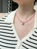 Original Cat Silver Pink Opal Necklace - PAINEVIDA
