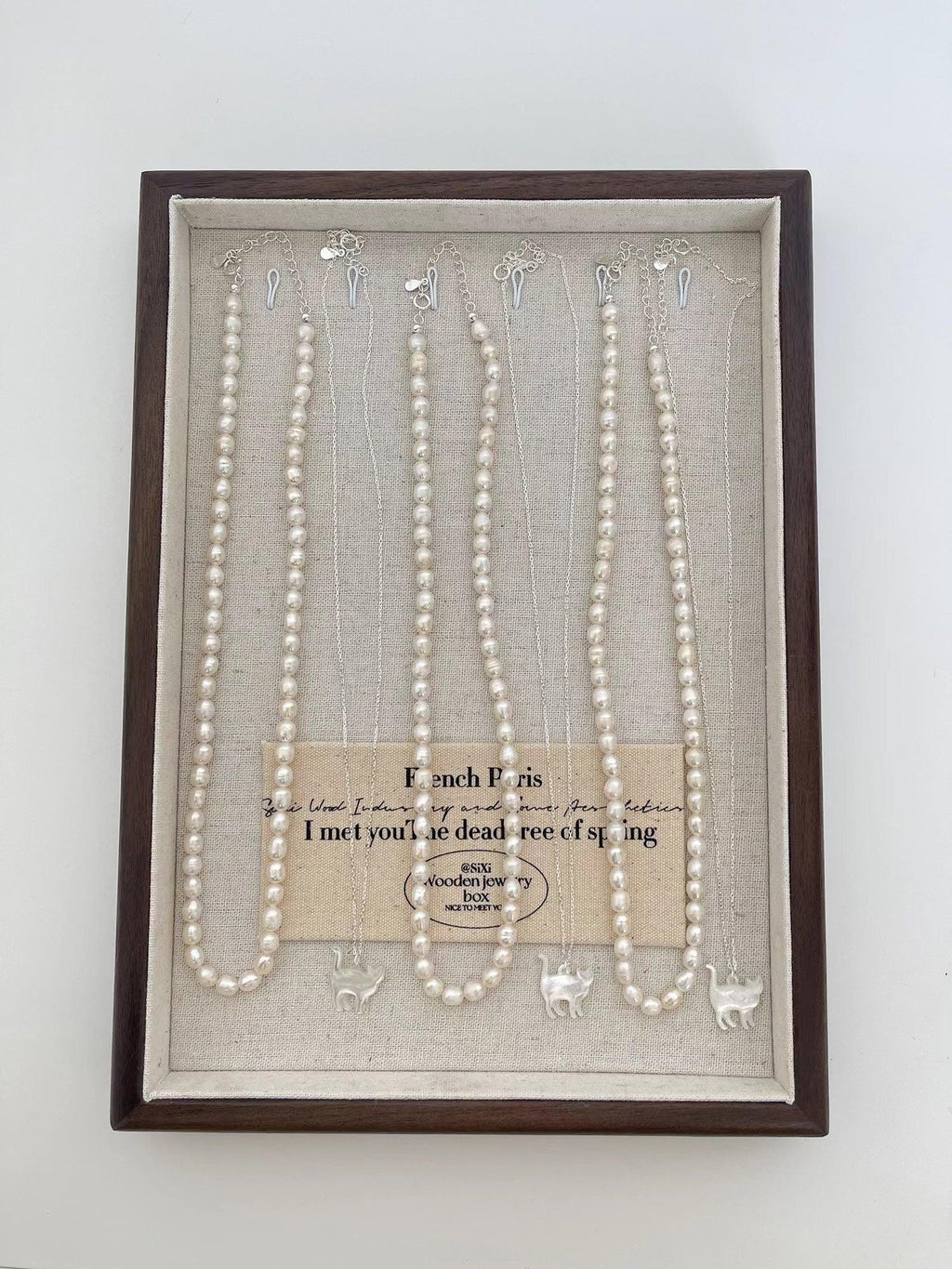 Original Cat&Pearl Stack Silver Necklace by painevida