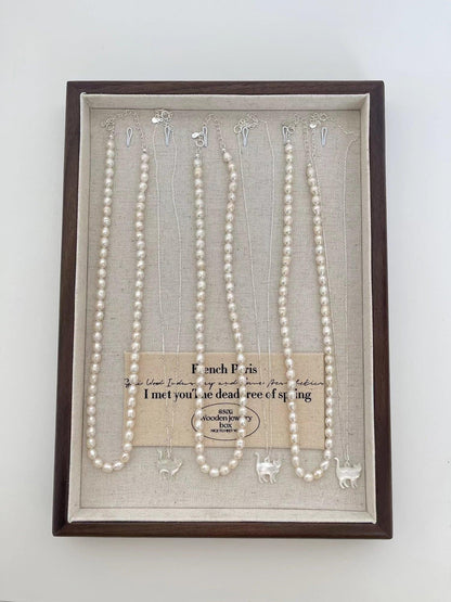 Original Cat&Pearl Stack Silver Necklace