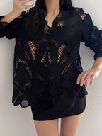 Hollow Crochet Lace Shirt by painevida