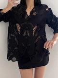 Hollow Crochet Lace Shirt