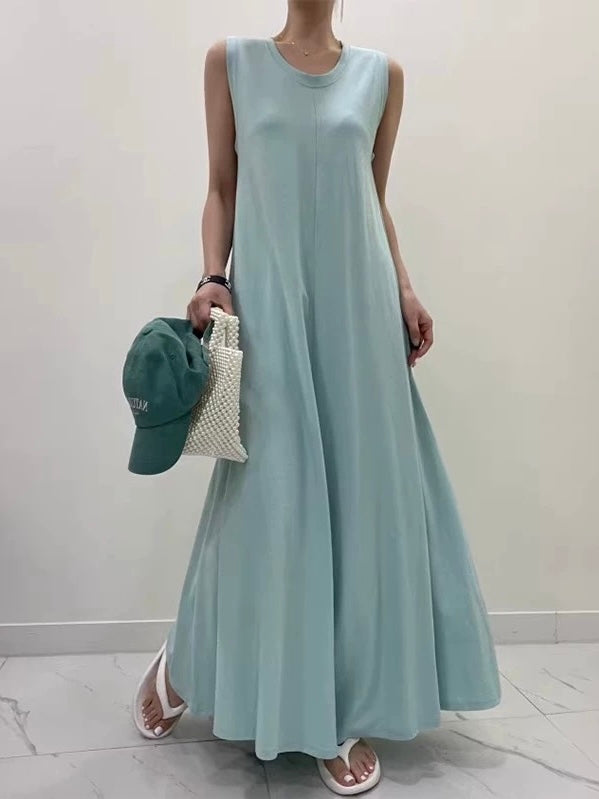 Long Solid Color Vest Dress